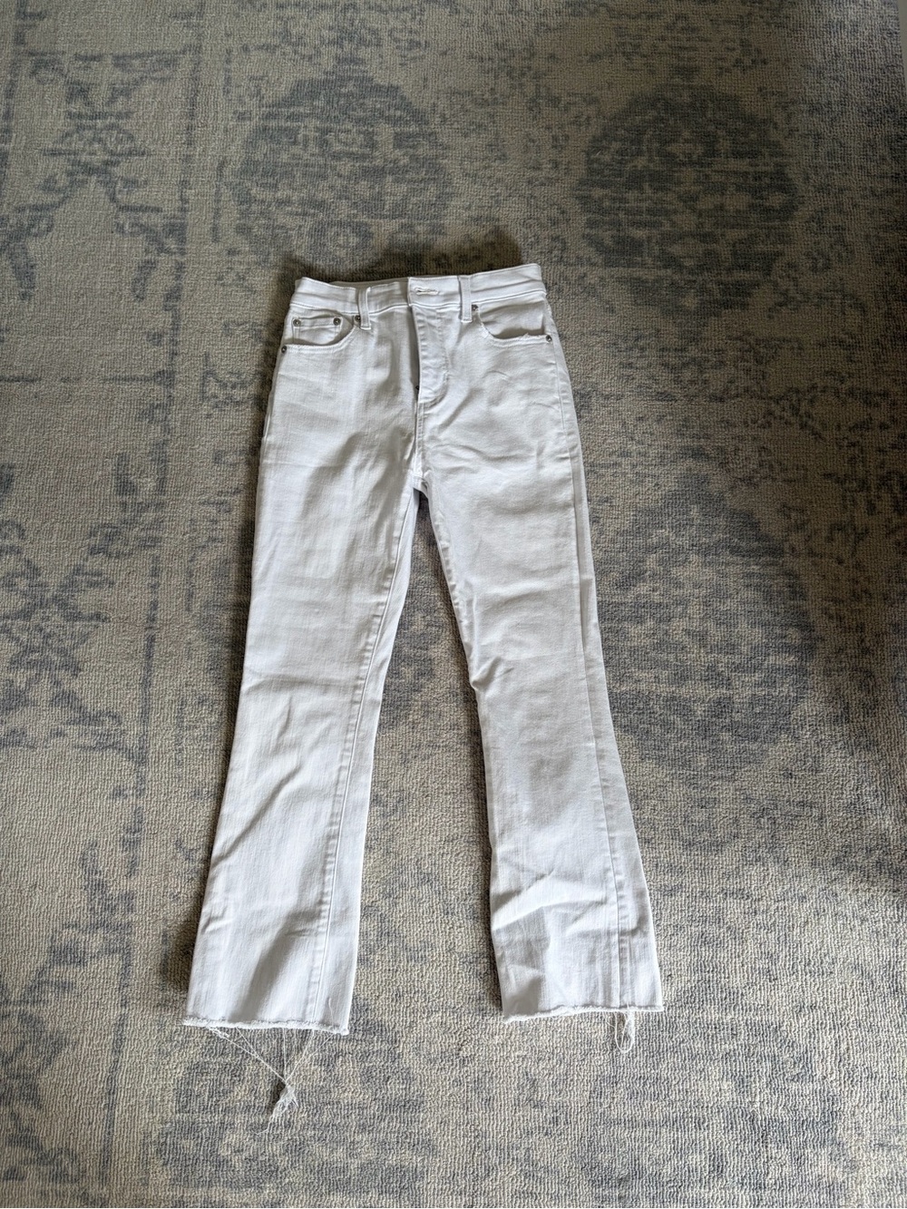 pistola White Flare Jeans with Raw Hem